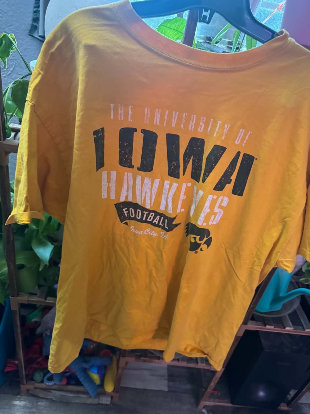 Hanes Yellow Iowa Hawkeyes Football Graphic Tee
